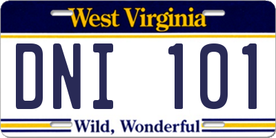 WV license plate DNI101