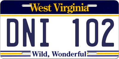 WV license plate DNI102