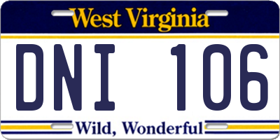 WV license plate DNI106