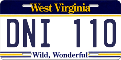 WV license plate DNI110