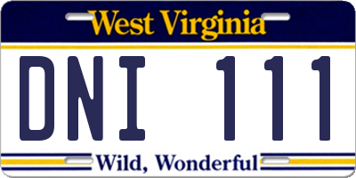 WV license plate DNI111