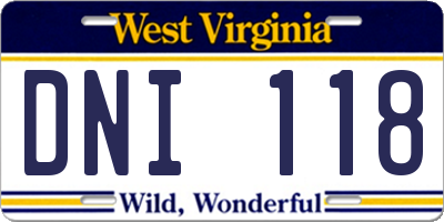 WV license plate DNI118
