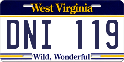 WV license plate DNI119