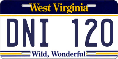 WV license plate DNI120