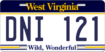WV license plate DNI121