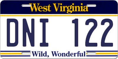 WV license plate DNI122