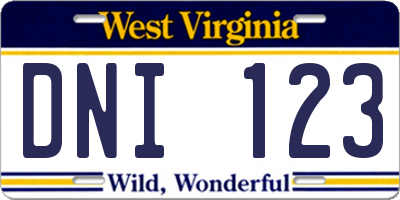 WV license plate DNI123