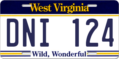 WV license plate DNI124