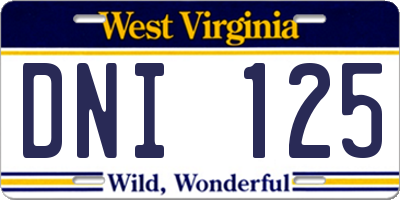 WV license plate DNI125