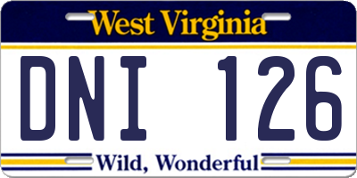 WV license plate DNI126