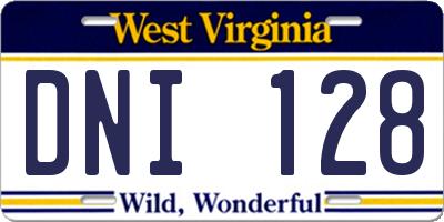 WV license plate DNI128