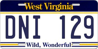 WV license plate DNI129