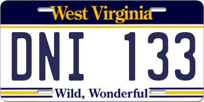 WV license plate DNI133