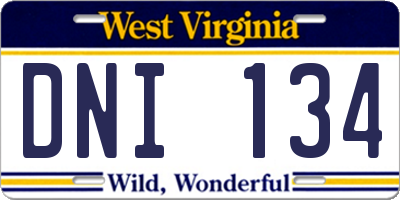 WV license plate DNI134