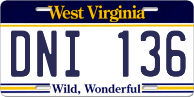 WV license plate DNI136