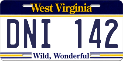WV license plate DNI142