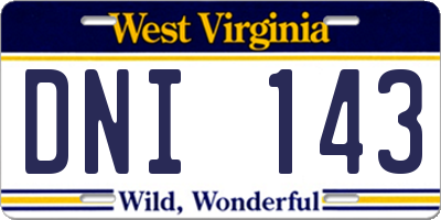WV license plate DNI143