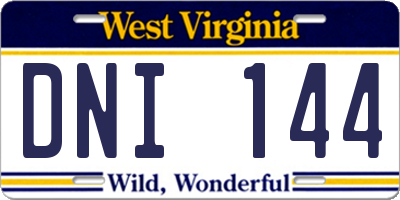 WV license plate DNI144