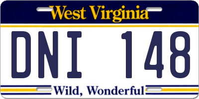 WV license plate DNI148