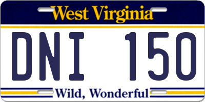 WV license plate DNI150