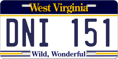 WV license plate DNI151