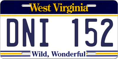 WV license plate DNI152
