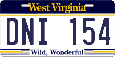 WV license plate DNI154