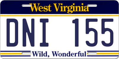 WV license plate DNI155