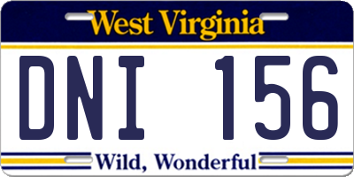 WV license plate DNI156