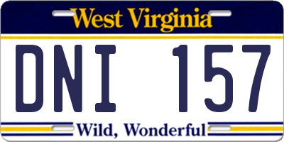 WV license plate DNI157