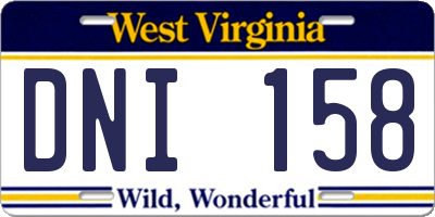 WV license plate DNI158