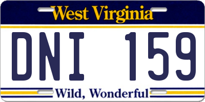 WV license plate DNI159