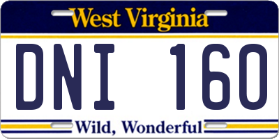 WV license plate DNI160