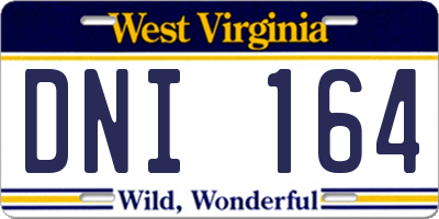 WV license plate DNI164