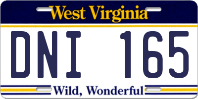 WV license plate DNI165