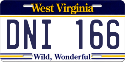 WV license plate DNI166