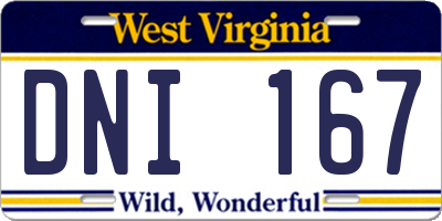 WV license plate DNI167