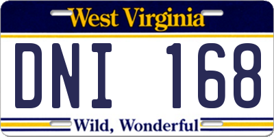 WV license plate DNI168