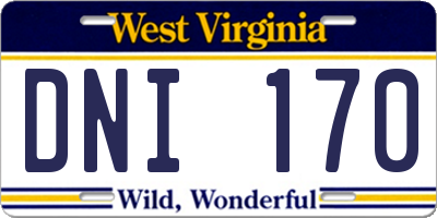 WV license plate DNI170
