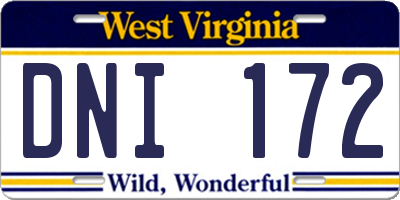 WV license plate DNI172