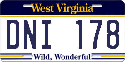 WV license plate DNI178
