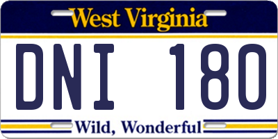 WV license plate DNI180
