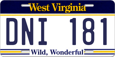 WV license plate DNI181