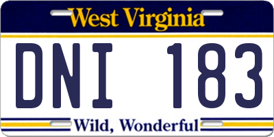 WV license plate DNI183