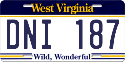 WV license plate DNI187