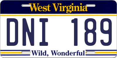 WV license plate DNI189