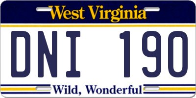 WV license plate DNI190