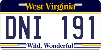 WV license plate DNI191