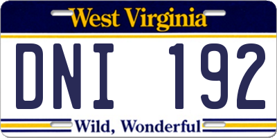 WV license plate DNI192