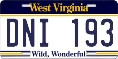 WV license plate DNI193